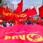 Representantes del tradicional Partido Comunista de Venezuela, en una marcha conmemorativa de la independencia.